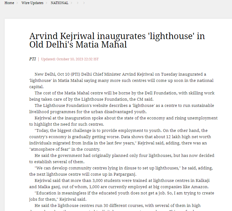 Arvind Kejriwal inaugurates ‘lighthouse’ in Old Delhi’s Matia Mahal